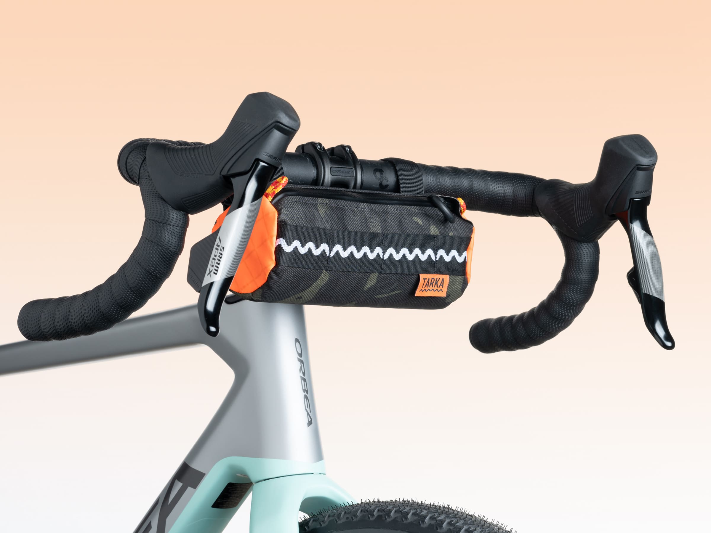 best handlebar bag for gravel bike Handlebar Pipe Bag Camo/Bright Orange – Tarka